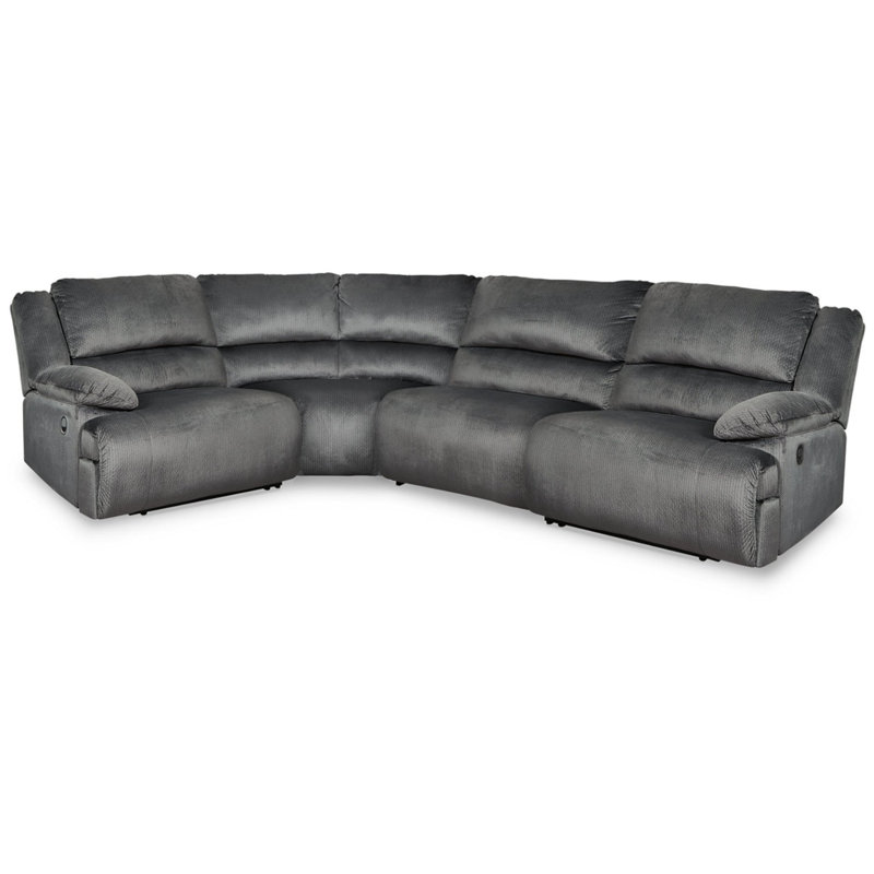 Canapé modulaire inclinable 4 pièces Velmar, Polyester gris