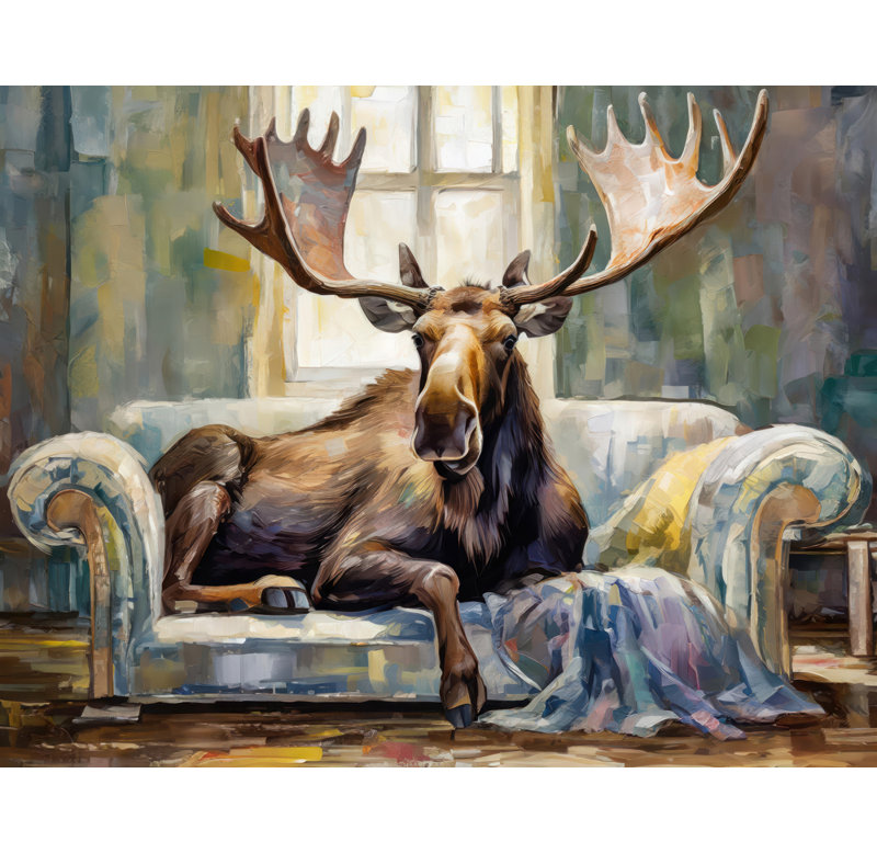 «Moose Couch» sur toile, H 20 po x l 24 po
