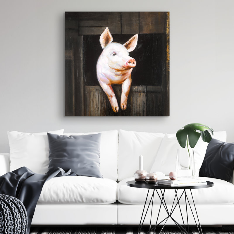Smiling pig - 32"x32" art on canvas