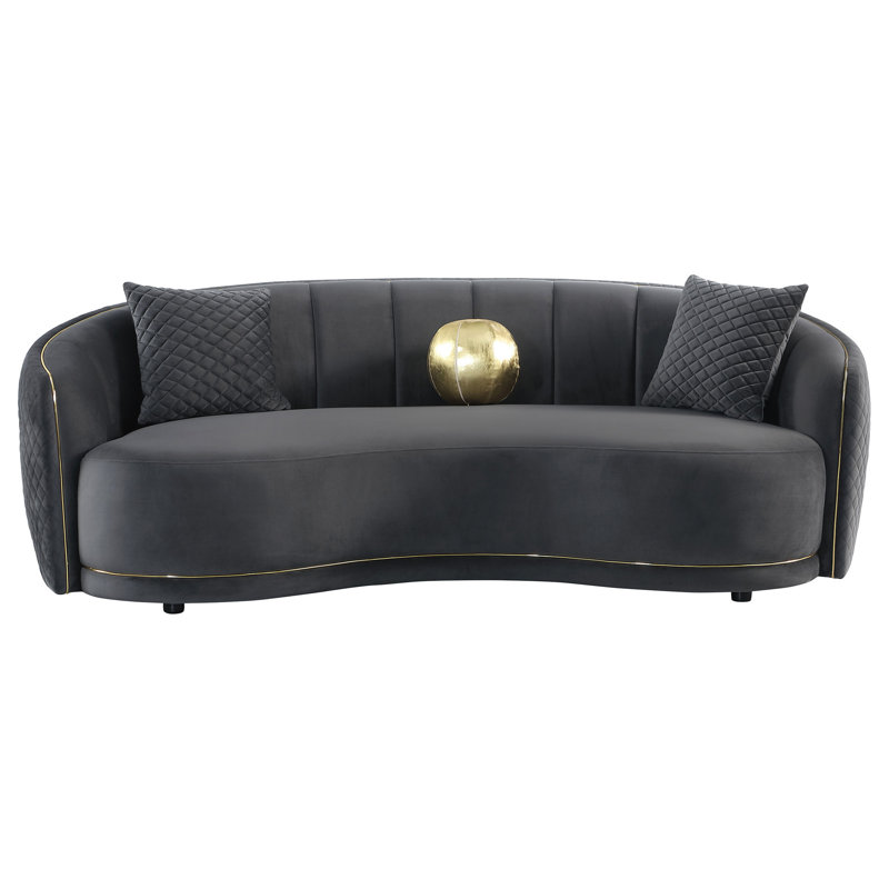 Lorraine Dark Grey 2-piece Upholstered Sofa Set