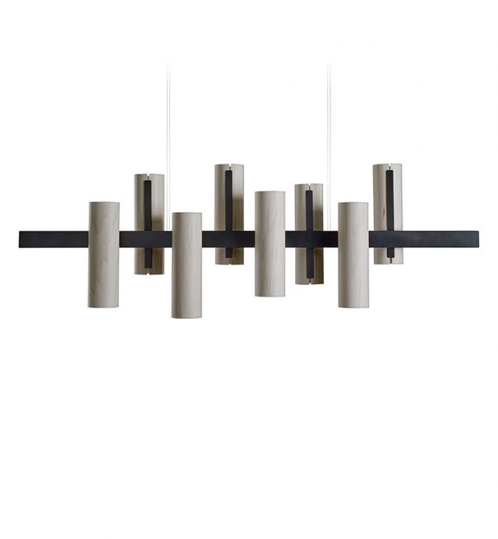 Black Note 8 - Light LED Pendant, Natural Cherry, Matte Black, 2700K Bulb Temperature
