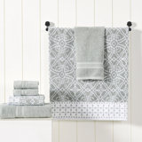 Ensemble de 6 fils Modern, 2 serviettes de bain, 2 serviettes à main, 2 débarbouillettes en jacquard teint en fil / uni Monroe