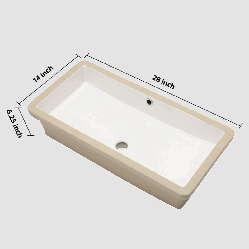 Go Peak Track 14'' Ceramic Rectangular Bathroom Sink with Overflow