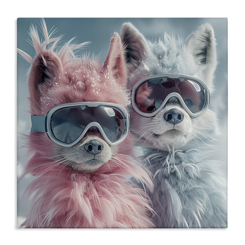Art mural sur toile, "Foxes in Winter Goggles" par Lazar Studio, H 30 po x l 30 po