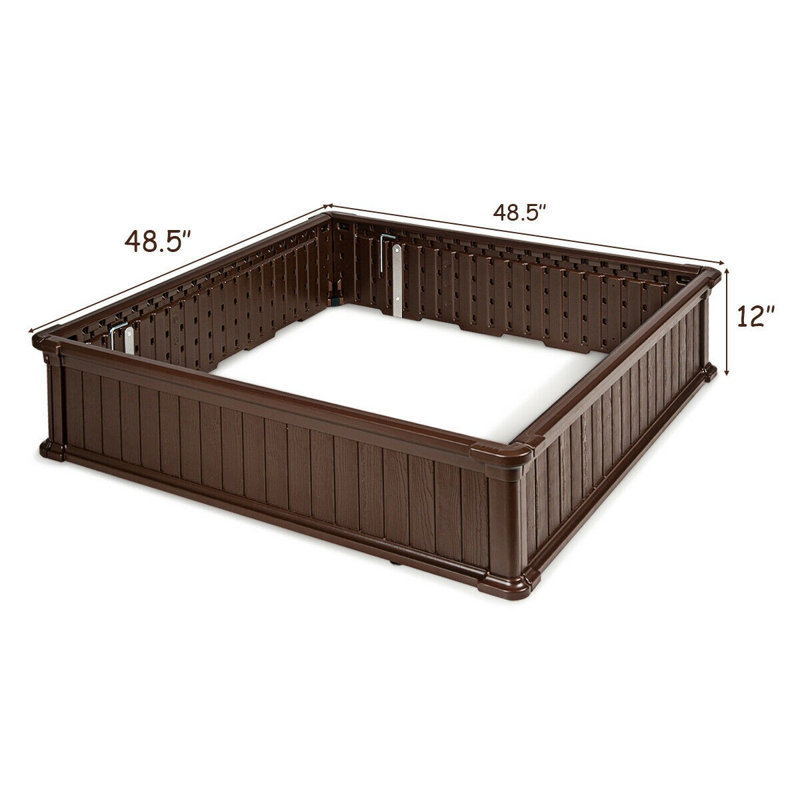 Pelletier Raised Garden Bed, Brown, 1, 12"H x 48.5"W x 48.5"D