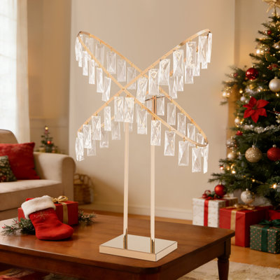Modern X-Shaped Crystal Wedding Flower Stand Decoration with Hanging Pendants for Wedding/Birthday/Party
