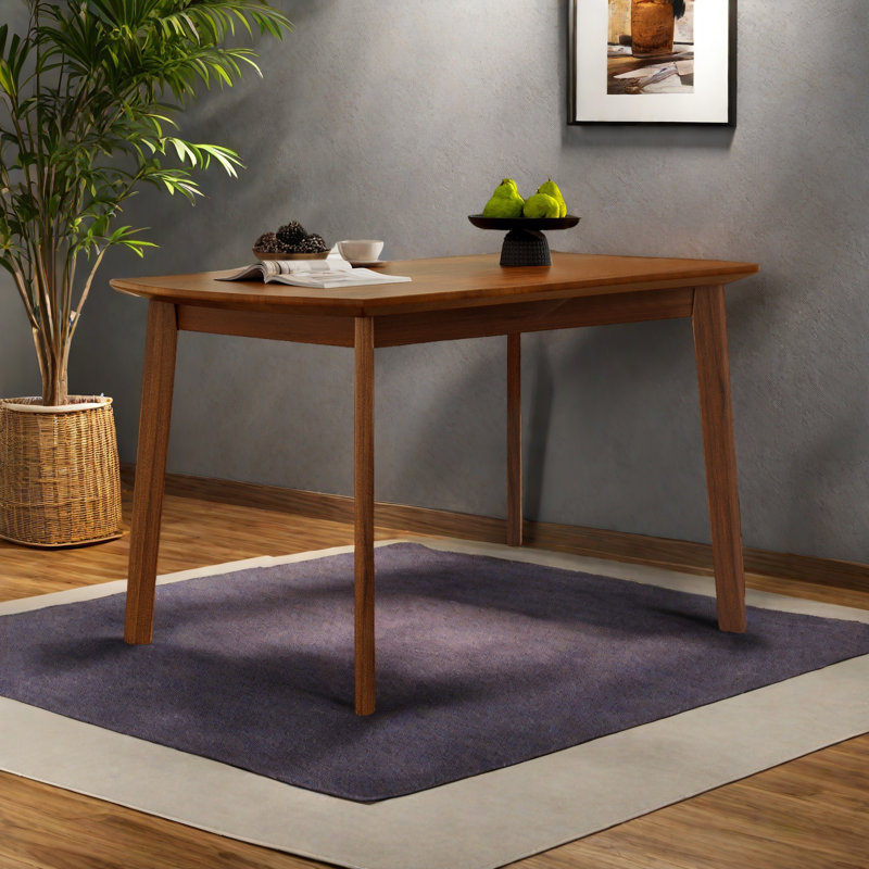 47 Inch Mid Century Modern Dining Table, Solid Wood Kitchen & Dining Room Table For 4, Minimalist Table For Dining Room, Rectangular Dinette Table, Easy Assembly