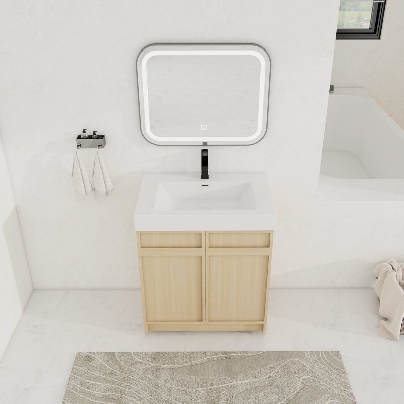 Meuble-lavabo sur pied simple 30 po avec plateau en résine Chalco