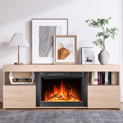"60" Wall-Mount Electric Fireplace Heater  - 4 Flame & 12 Ember Colours, With Mantel, Thermostat Remote, Overheat Protection, Indoor Use