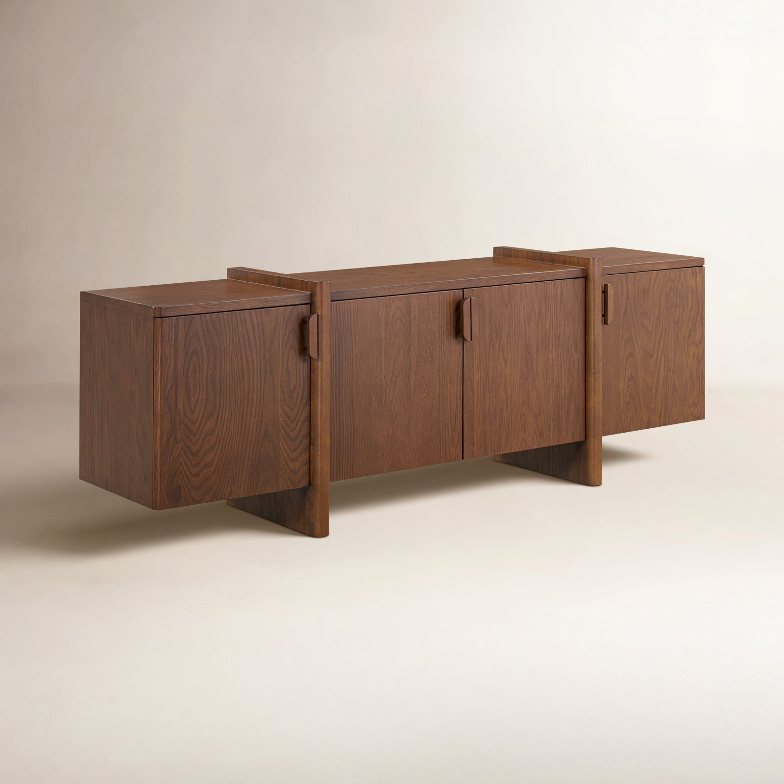 4-Door Sideboard, Light Walnut