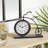 Roman Numeral Mechanical Tabletop Clock with Alarm in Brown/White