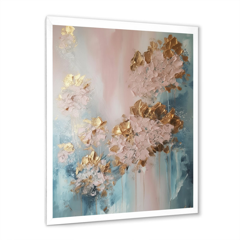 «Abstract Hydrangea Flower In Blossoming Retro I», reproduction sur toile, H 40 po x l 30 po x P 1,5 po, Cadre simple blanc