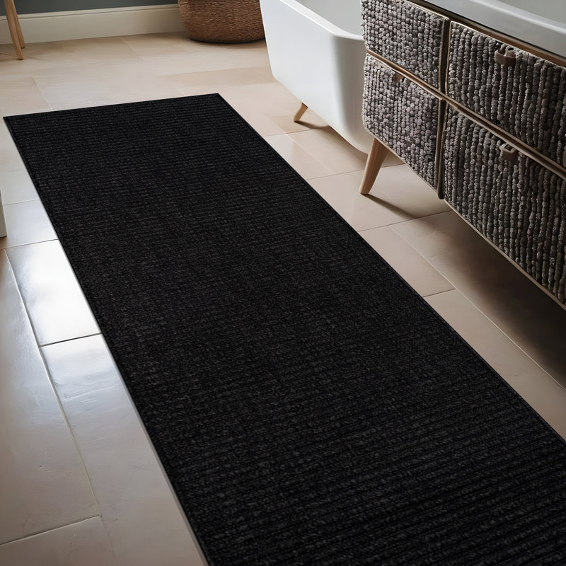 Indoor Outdoor Area Rug, Runner 2' x 7', Black