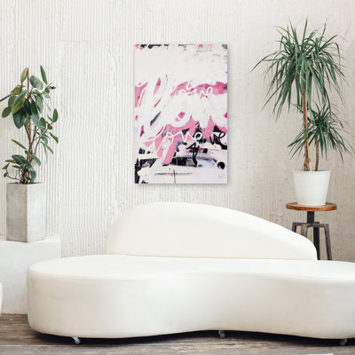 «Love On Steroids» - art abstrait noir et rose vif