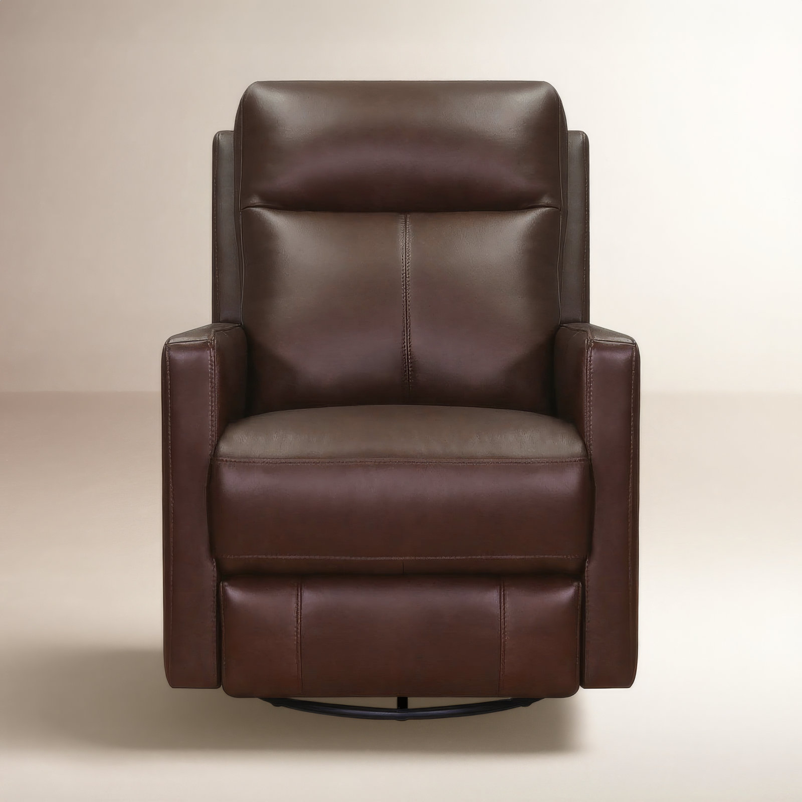 Ibis 30" Genuine Leather Swivel Power Recliner, Vienna Chestnut Brown
