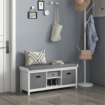 Kasean Linen Upholstered Storage Bench,wood