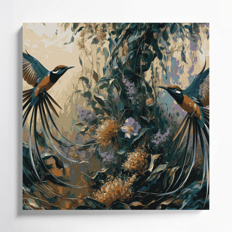 Oiseaux, art africain, 32" H x 32" W