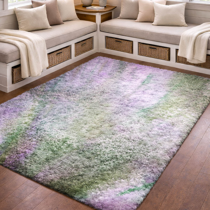 Tapis de qualité supérieure lavable à la machine à poils longs ADS505, 3 pi x 5 pi, Mauve
