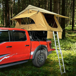 Rooftop Tent, 800D High Density Rip-Stop Waterproof with Telescopic Ladder Thick Mattress & LED Strip Light, 2-3 Person Family Camping roof top Tent for Car Jeep SUV Truck