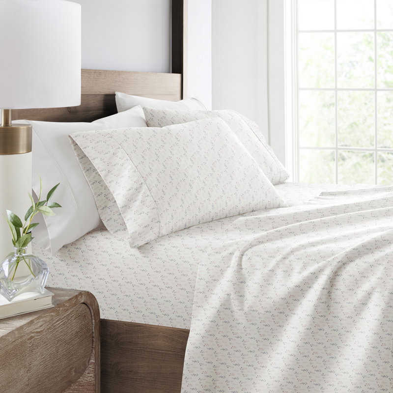 Twin Ivory Floral Microfiber Kids Sheet Set
