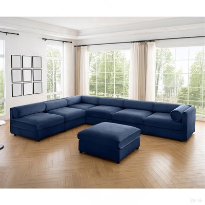 Canapé modulaire moderne 6 pièces avec rangement en tissu chenille blanc doux de style contemporain Cylindrica pour le salon