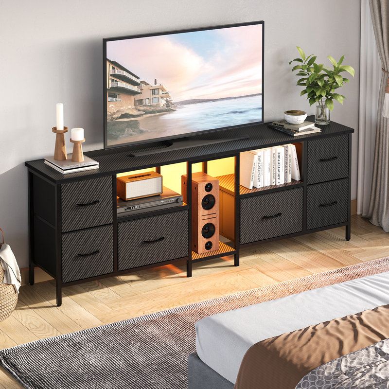 160cm Multifunctional Tv Cabinet With Multiple Drawers, Black