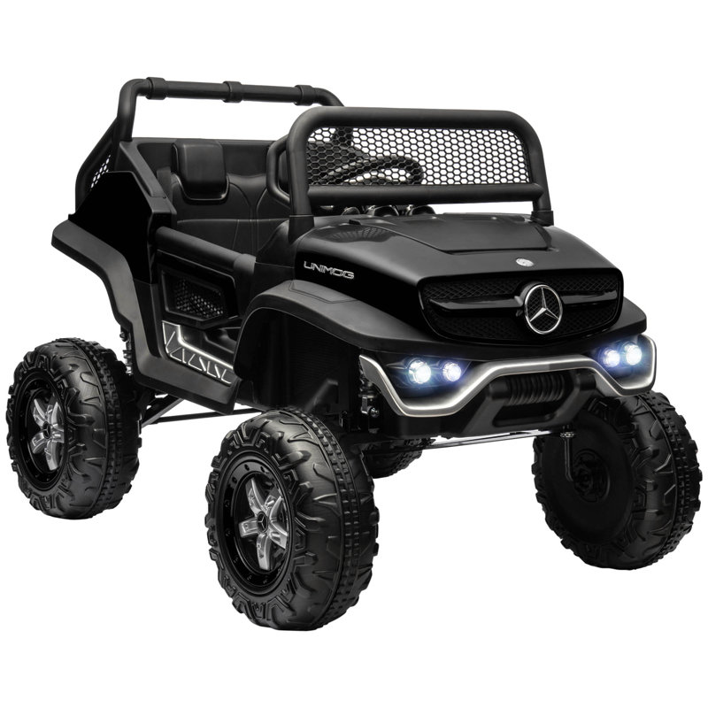 Black 12V Mercedes-Benz Unimog Ride-On Truck with Remote Control