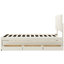 Lit plateforme tapissier simple en lin beige avec lit gigogne et design fonctionnel et 3 tiroirs