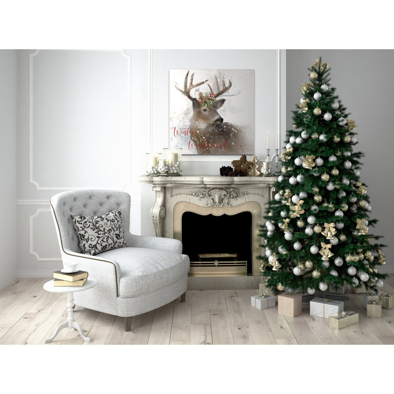 Winter Wonderland Deer - impression, H 24 po x l 24 po x P 1,5 po, Toile tendue