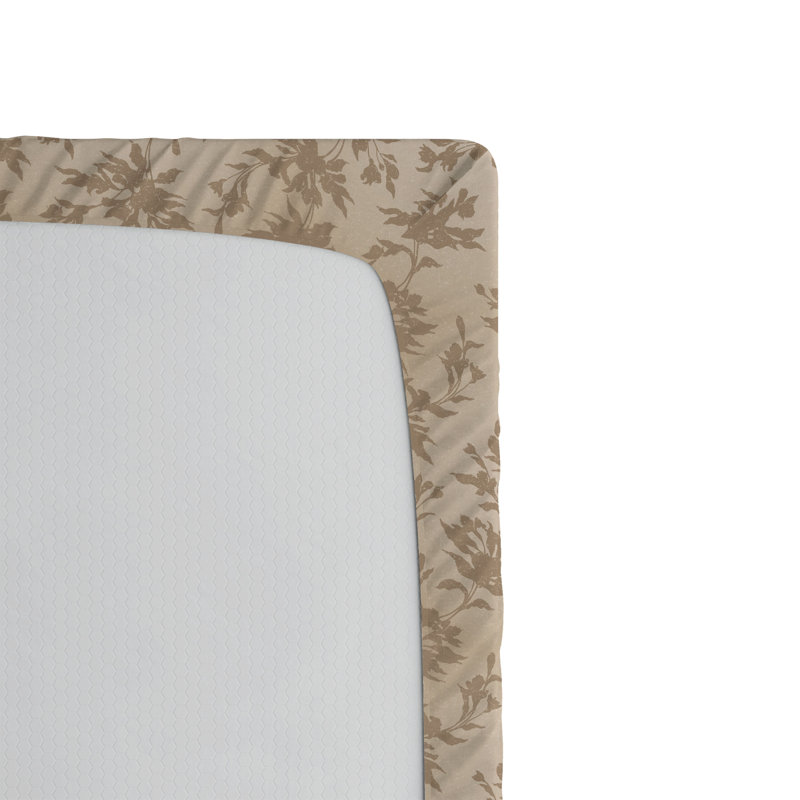 Ambesonne Fitted Sheet, Twin Fitted Sheet, Eggshell/Warm Taupe Floral