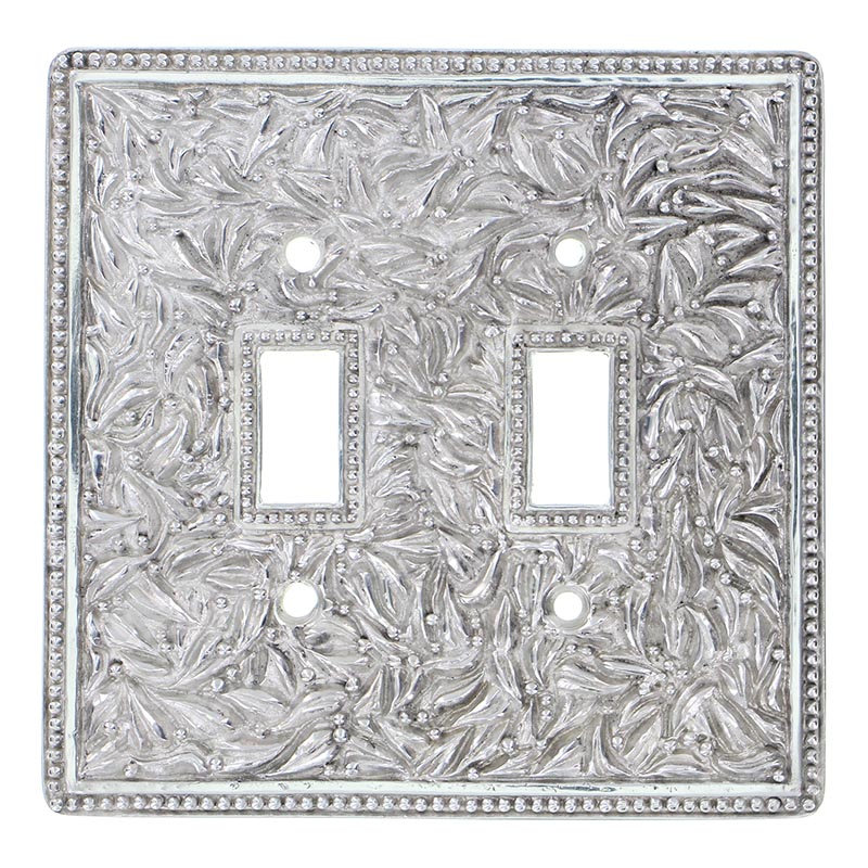 San Michele 2-Gang Toggle Light Switch Wall Plate, Polished Silver, 5.25" H x 5.38" W x 0.31" D