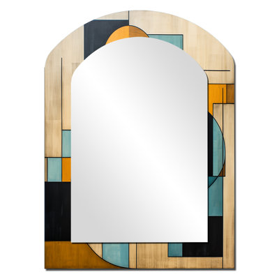 Serendipity Abstract Mid-Century Geometrics - Miroir mural bleu Mid-Century