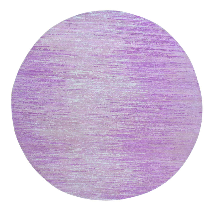 Tapis oriental rond en laine pure rose noué à la main 6 pi x 6 pi B985953C68AB477882EF6E0BAB79872E