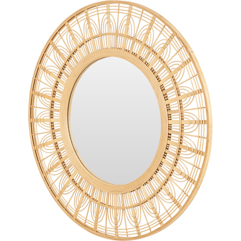 Bamboo / Rattan Round Wall Mirror, Natural