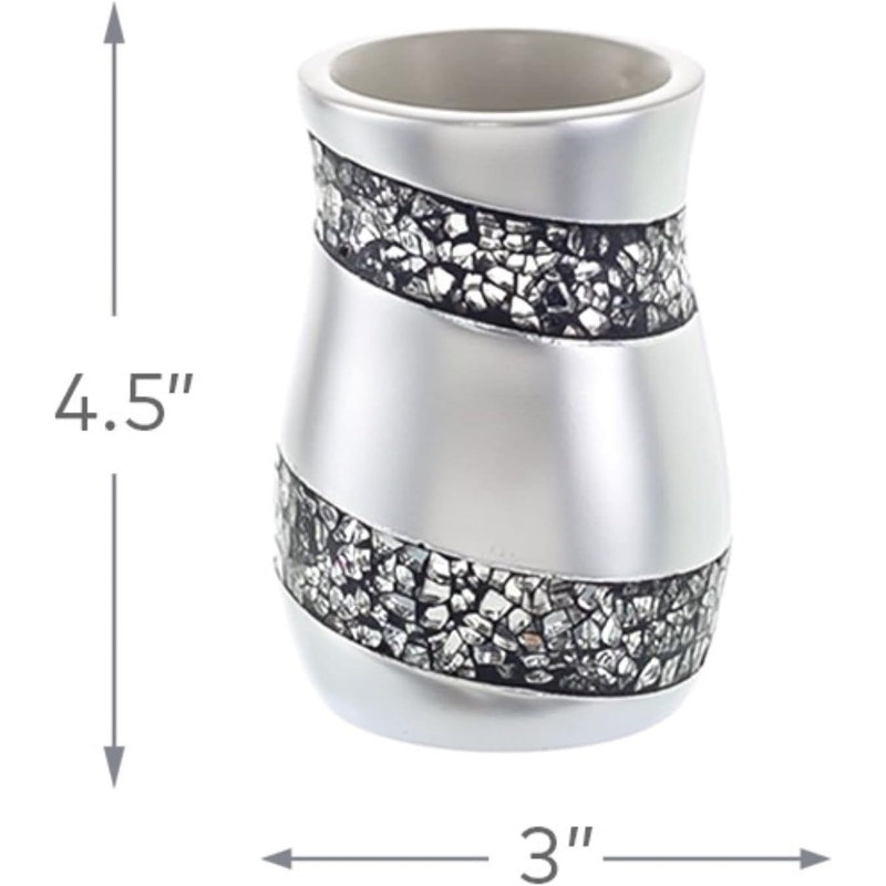 Dwellza Silver Mosaic Bathroom Tumbler Cup