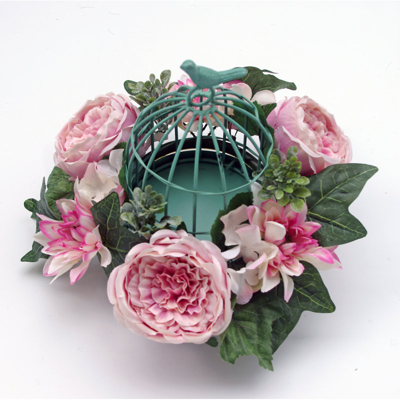 Couronne de polyester 12 po chou, Rose Clair / Vert