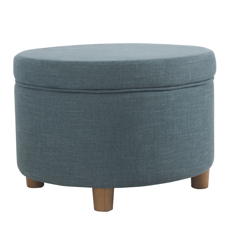 Repose-pieds rond avec rangement Chew Stoke, Bleu sarcelle
