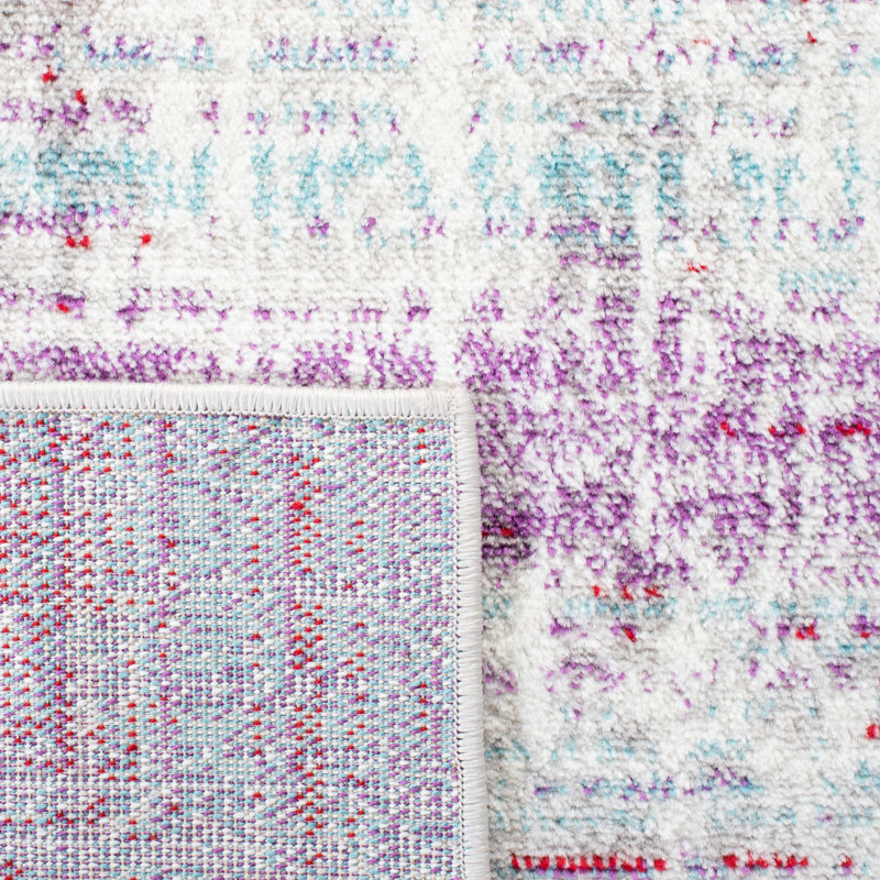 Tapis mauve / bleu / gris à motif abstrait Olmstead, Rectangle 6 pi x 9 pi