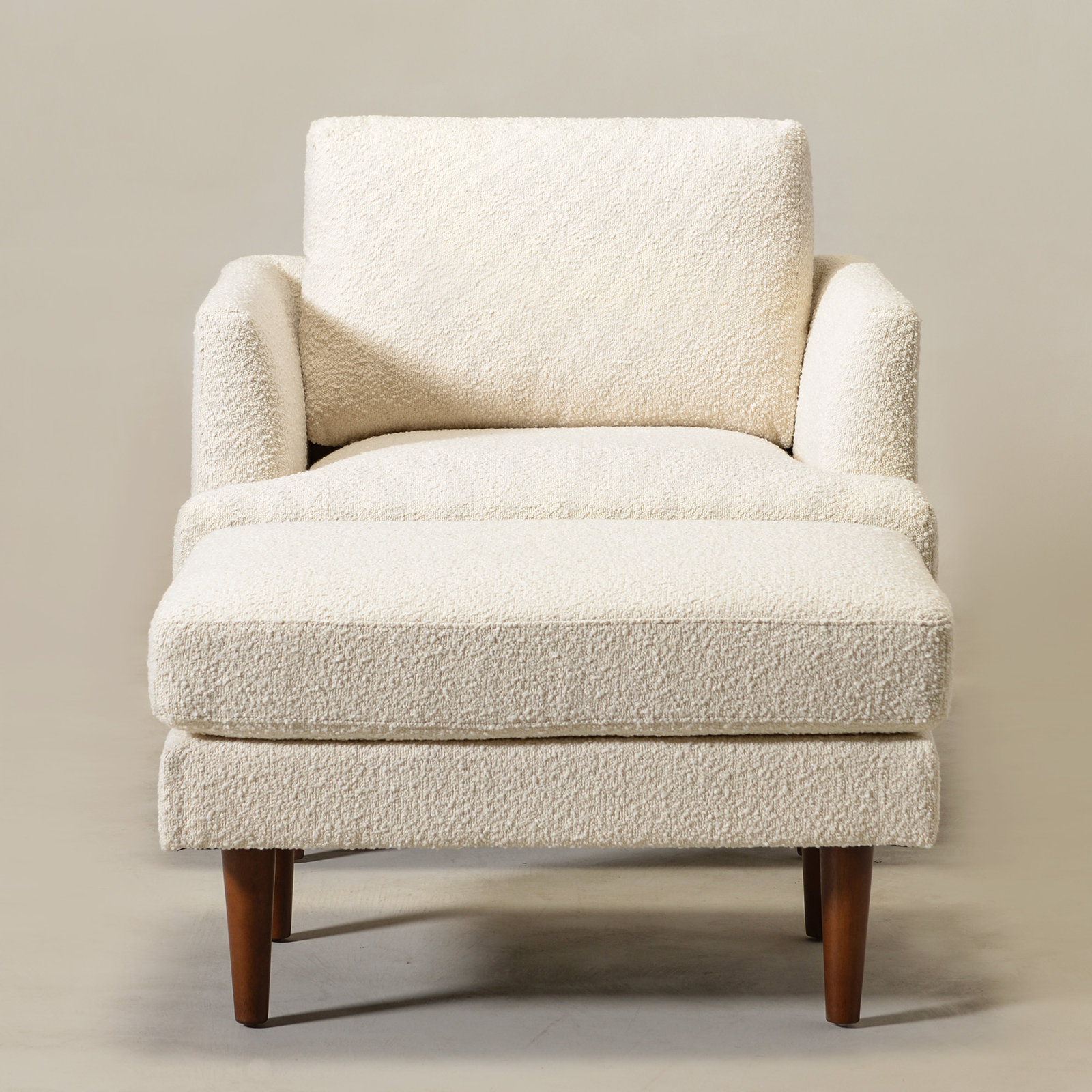 Miller 35'' W Upholstered Armchair With Ottoman, Cream Boucle