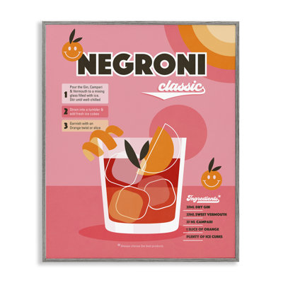 «Retro Negroni Cocktail Recipe», estampe numérique encadrée par Dominique Vari bk-065