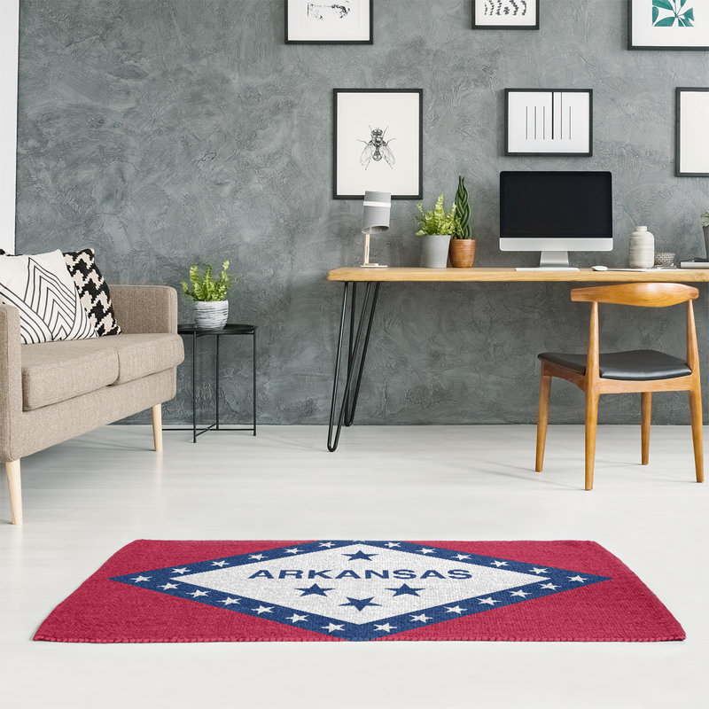 Tapis de chenille de drapeau rouge arkansas, Rectangle 2 pi x 3 pi