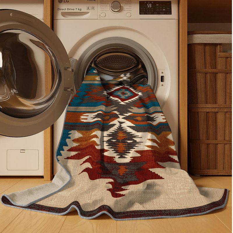 Washable Sheep Southwestern Area Rug, Rectangle 7' x 9'