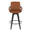Tabouret de comptoir à hauteur fixe en similicuir de 26 po avec pieds en bois noir et repose-pieds rond Whitacre-113645587