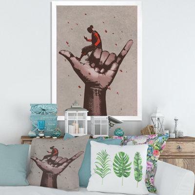 " Call Me Sign With Man Using Mobile Phone " Painting Print