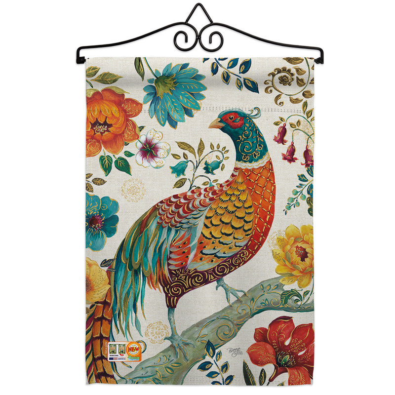 Paon à 2 côtés en polyester de 18 x 13 po suzani ensemble de drapeaux