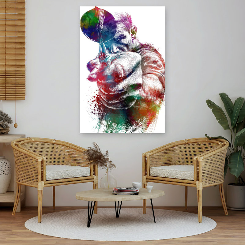 Art mural contemporain intense et coloré, 60" H x 40" W