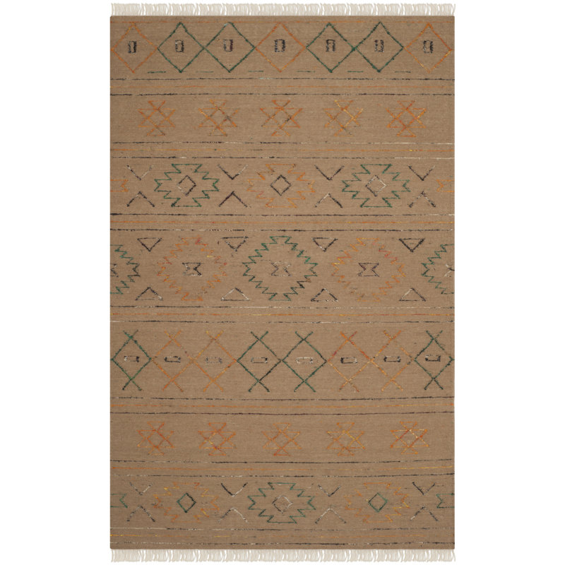 Tapis brun en laine / coton / soie Heilig Safari, Rectangle 4 pi x 6 pi