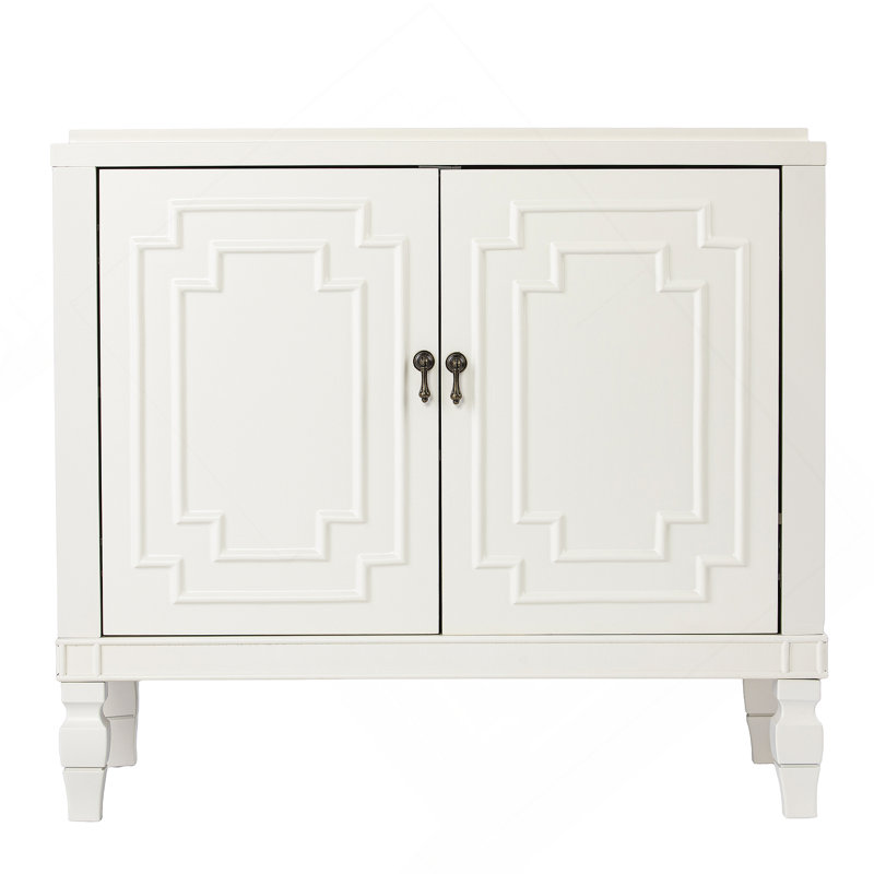 Armoire d'appoint à deux portes blanc antique