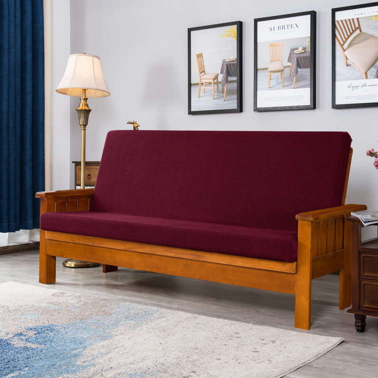 Textured Grid Stretchy Washable Box Cushion Futon Slipcover
