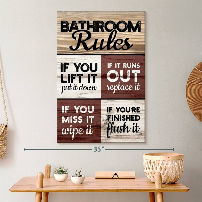 Toilette Commandements, impression sur toile, H 30 po x l 20 po x P 1,25 po